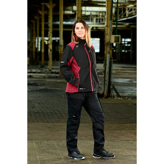 Kübler Pulse Damen-Softshell-Jacke (Schwarz/Bordeaux, XS) | BAUHAUS