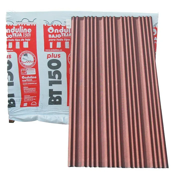 Onduline Lámina corrugada Bajo Teja 150 Plus - 2 m x 1,05 m x 2,4 mm, Otros, Rojo - Imagen del producto de una lámina bajo teja Onduline BT 150, ideal para protección fiable y durabilidad de tu tejado.