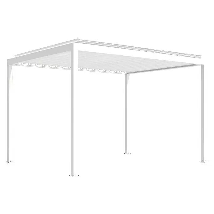 Wismar-NFI Pergola Easy Up - Weiß-Weiß, 250 x 259,6 x 257 cm, Aluminium - Weiße, moderne Aluminium-Pergola für den Außenbereich.