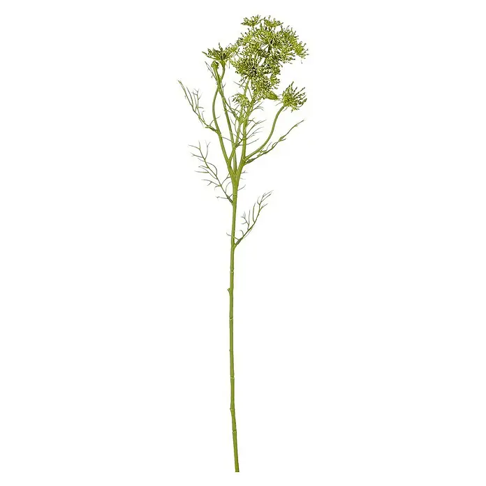 Planta artificial Daucus Carota - Altura: 61 cm, Verde, Plástico - Un solo tallo de perejil de burro artificial decorativo en verde, con hojas delicadas y racimos de flores, perfecto para arreglos florales.