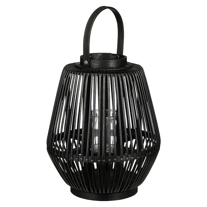Farolillo Harvard - Ø x Al: 31 x 37 cm, Negro - Linterna negra con asa y una vela de té en el interior, creando una luz atmosférica. Perfecto para noches acogedoras.