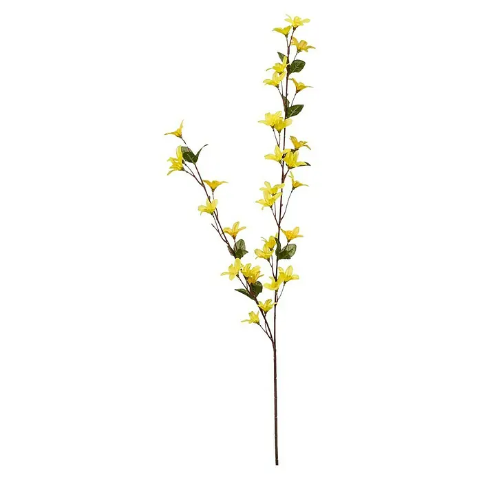 Planta artificial Forsythia - Altura: 73 cm, Amarillo, Plástico - Rama de flores amarillas: Una rama de flores artificial decorativa con flores amarillas vibrantes y hojas verdes para un ambiente primaveral.