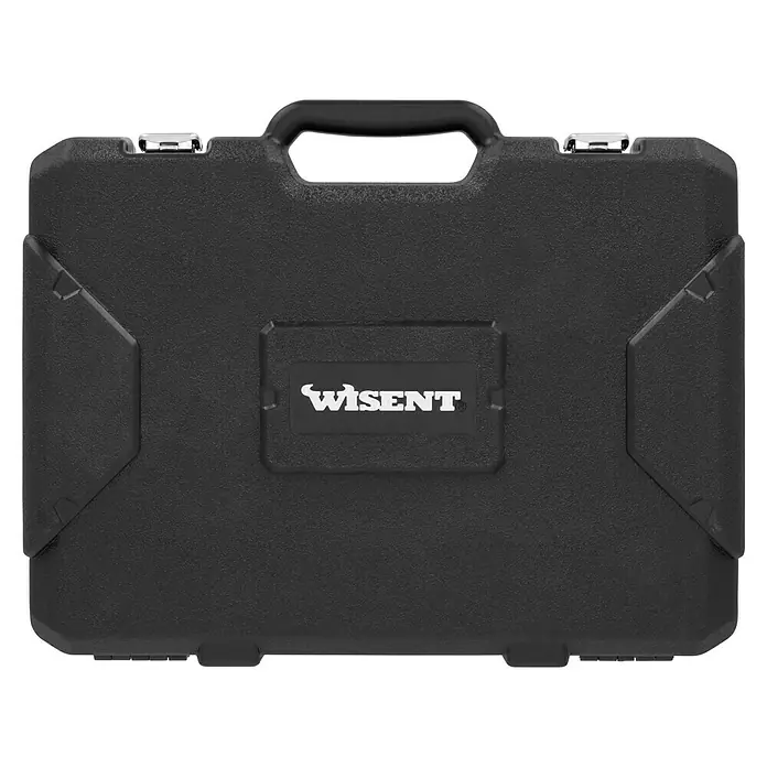 Wisent Werkzeugkoffer L - L x B x H: 49 x 24 x 9 cm, 84 -tlg. - Schwarzer Werkzeugkasten mit Griff und Wisent-Logo, ideal für die Aufbewahrung und den Transport von Werkzeugen.
