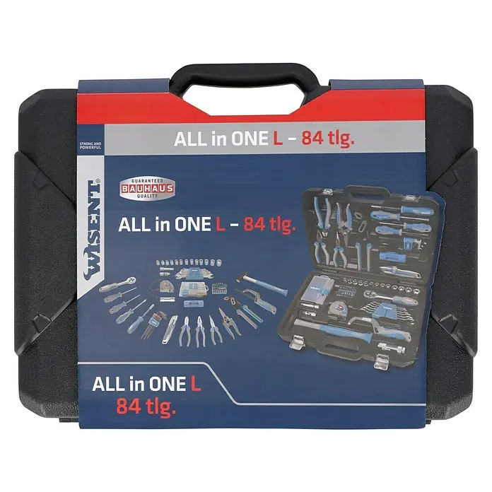 Wisent Werkzeugkoffer L - L x B x H: 49 x 24 x 9 cm, 84 -tlg. - Werkzeugkoffer "ALL in ONE L - 84 tlg." von Wisent, ideal für Heimwerker und Profis. Solide Qualität und vielseitige Ausstattung.