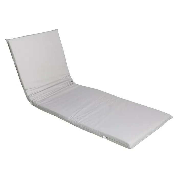 Cojín para tumbona - Gris perla, L x An x Al: 190 x 60 x 5,5 cm, 70% algodón 30% poliéster - Cojín gris para tumbona con respaldo ajustable para jardín o patio, ideal para relajarse al aire libre.