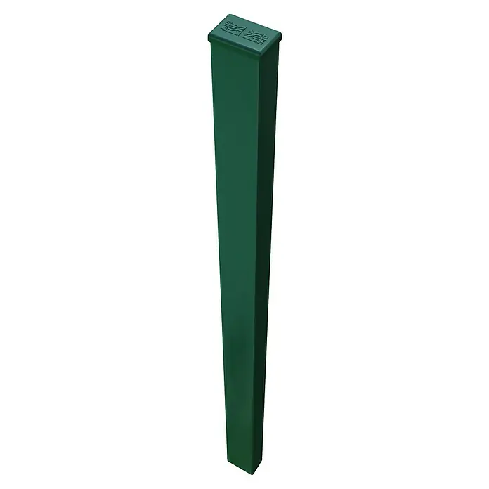 Poste para cercado Hércules - Altura: 235 cm, Verde oscuro, Acero - Poste de buzón verde con un símbolo de buzón en la parte superior, perfecto para la entrega de correo segura y elegante.