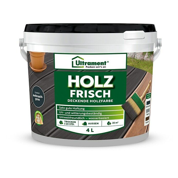 Ultrament Holzfarbe Holz Frisch (Anthrazit, 4 l, Matt) | BAUHAUS