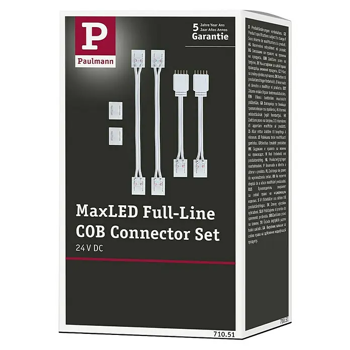 Paulmann MaxLED Set de conectores COB - Blanco, Específico para: Componentes MaxLED - Embalaje del juego de conectores COB MaxLED Full-Line, 24 V CC, con 5 años de garantía.
