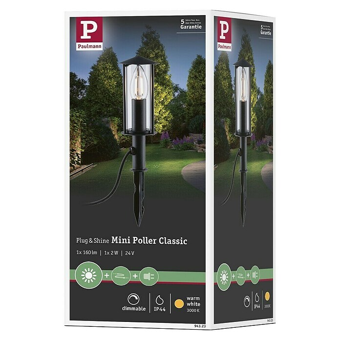 Paulmann Plug & Shine LED-Gartenstrahler Minipoller (Ø x H: 8 x 22 cm, 2 W, Anthrazit, IP44) | BAUHAUS
