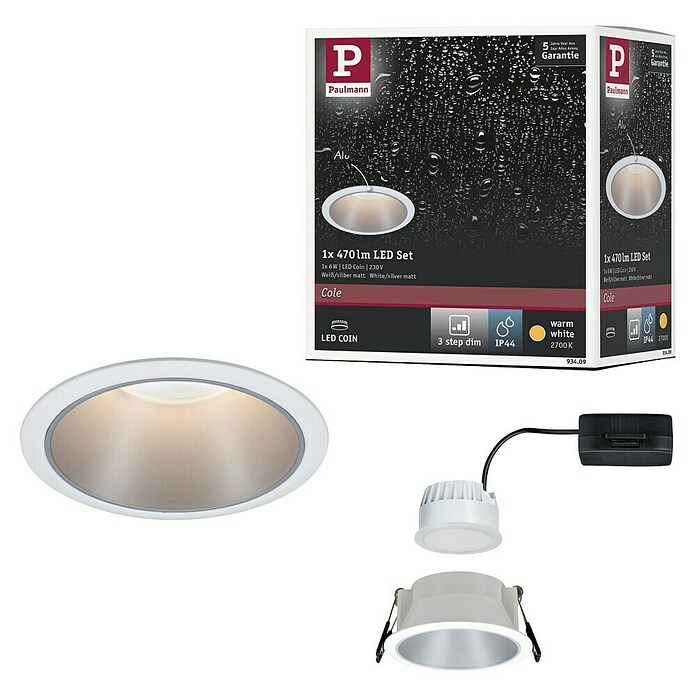Paulmann Ugradbena LED svjetiljka Cole  (6,5 W, Bijela, Srebrna, Topla bijela, 1 Kom.) | BAUHAUS