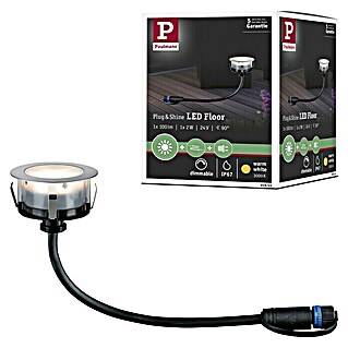 Paulmann Plug & Shine LED-Gartenspot Floor Eco (1,3 W, Durchmesser: 7 cm, 24 V, IP65, Silber)