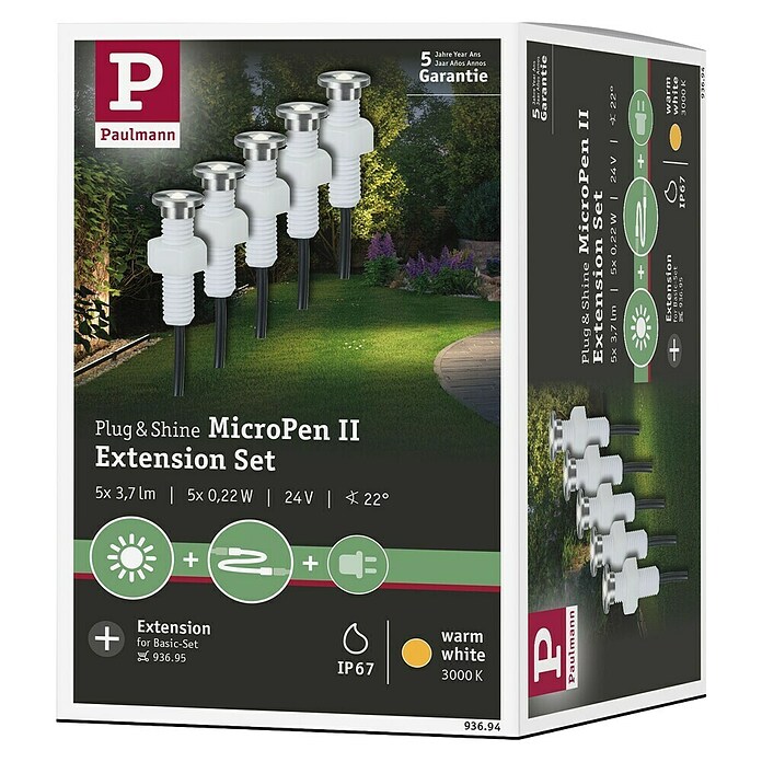 Paulmann Plug & Shine Set vrtnih LED spot svjetala (5 x 0,22 W, 24 V, IP67, Ø x V: 15 x 15 mm)