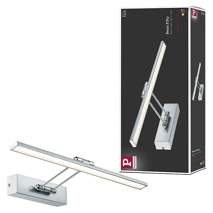 Paulmann Galeria Aplique LED para cuadros (7 W, Blanco cálido, 45 x 19 cm, Níquel cepillado)