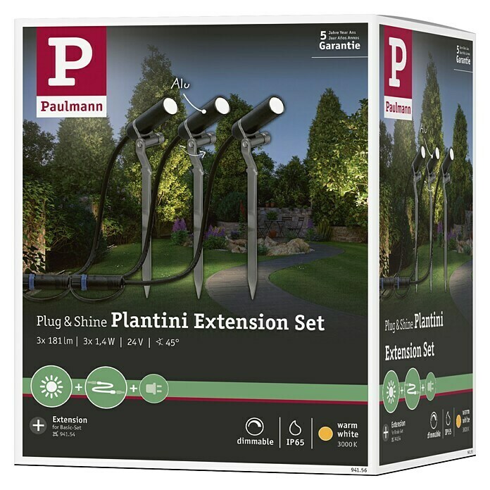 Paulmann Plug & Shine LED-Gartenspot-Set Plantini (1-flammig, 2,5 W, IP44 Schutzkontakt-Stecker, IP44)