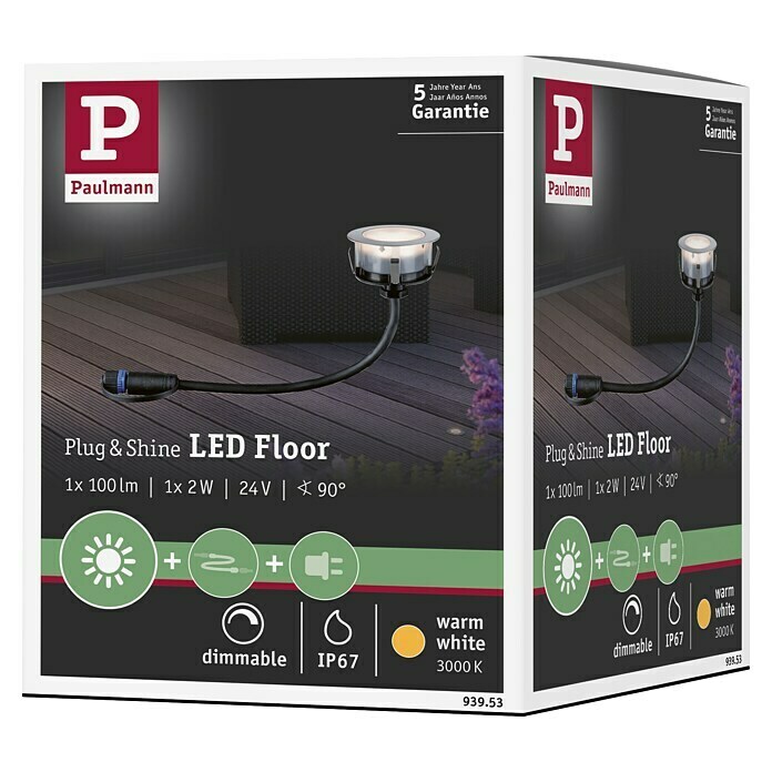 Paulmann Plug & Shine Led-tuinspot (1,3 W, Zilver, Diameter: 7 cm, 24 V, IP65)