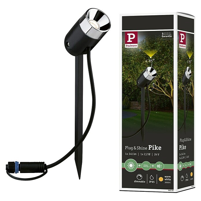 Paulmann Plug & Shine LED-Gartenspot (Leistung: 3,5 W, Spannung: 24 V, IP65, Höhe: 31 cm)