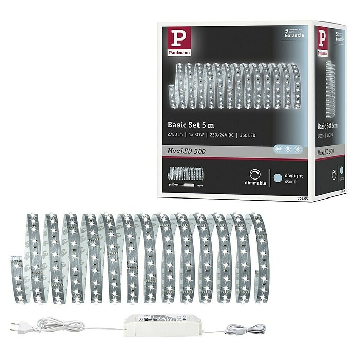 Paulmann MaxLED 500 LED traka  (D x V: 5 m x 3 mm, Srebrne boje, Neutralno bijelo) | BAUHAUS