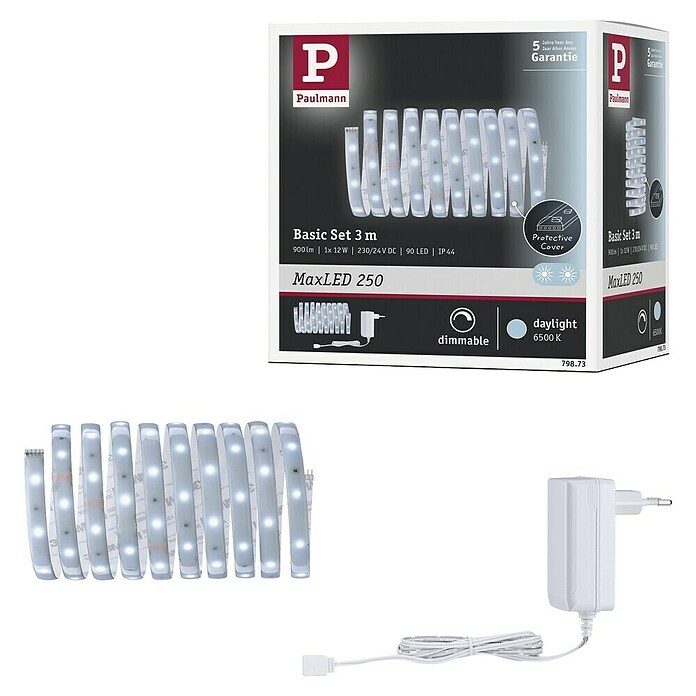 Paulmann MaxLED 250 LED traka Osnovni set s zaštitnim slojem  (Duljina: 3 m, Boja svjetla: Bijele boje dnevnog svjetla, 12 W, 900 lm, IP44) | BAUHAUS