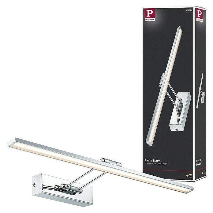 Paulmann Galeria Aplique LED para cuadros (11 W, Color de luz: Blanco cálido, L x An: 58,5 x 19 cm, Cromo)