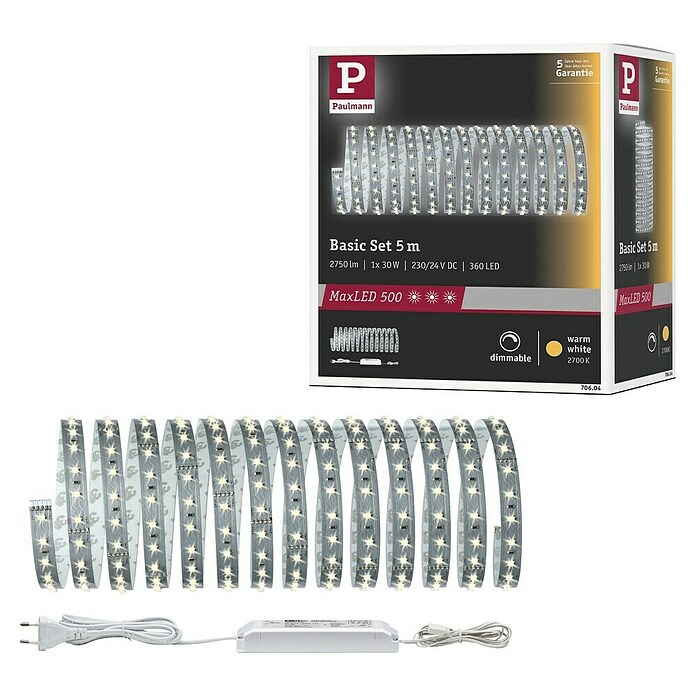 Paulmann MaxLED 500 LED traka  (D x V: 5 m x 3 mm, Srebrne boje, Topla bijela) | BAUHAUS