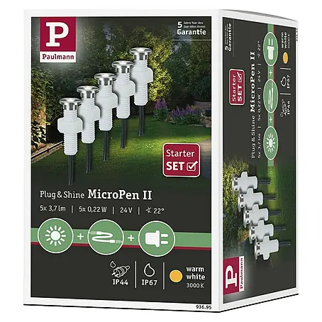 Paulmann Plug & Shine Basis-Set LED-Bodeneinbauleuchte Micro Pen II