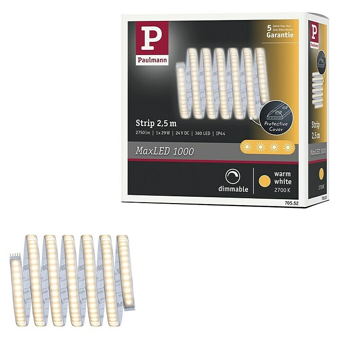 Paulmann MaxLED 1.000 LED traka Toplo bijela  (D x V: 2,5 m x 4 mm, Srebrna) | BAUHAUS