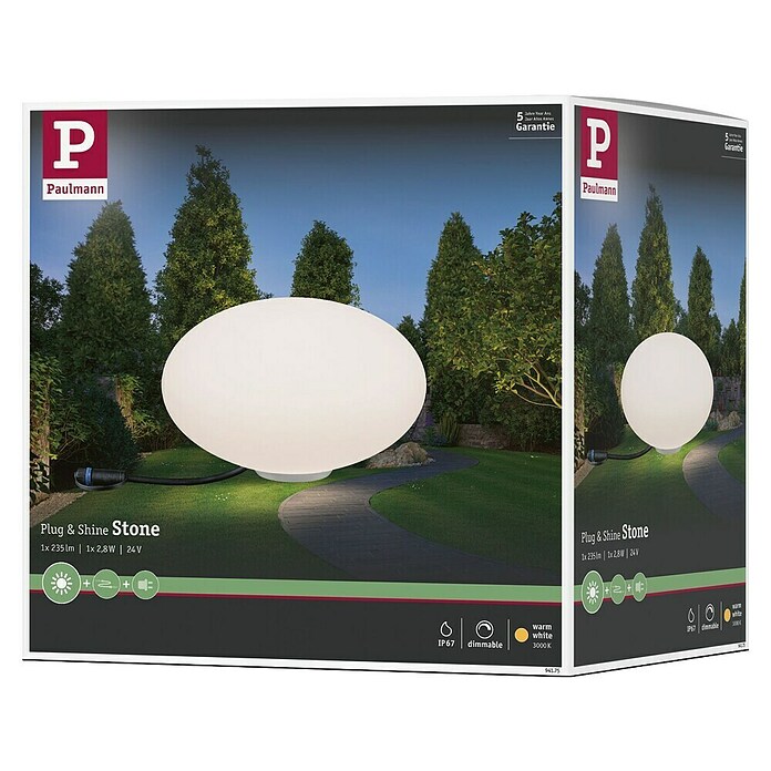 Paulmann Plug & Shine LED-Dekoleuchte (2,8 W, Weiß, L x B x H: 28 x 28 x 16,6 cm)