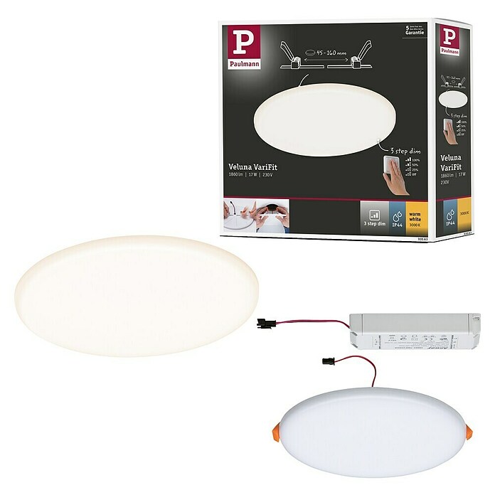 Paulmann Okrugla ploča s LED svjetlom (17 W, Satin, Ø x V: 18,5 x 3,1 cm, Može se prigušiti)