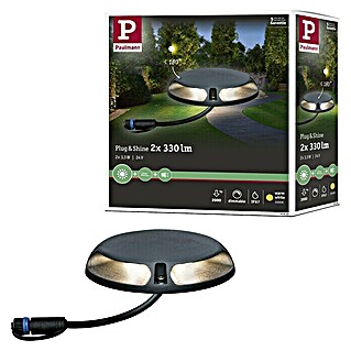 Paulmann Plug & Shine LED-Außenleuchte (6 W, Warmweiß, IP67, Ø x H: 16 x 3,2 cm)
