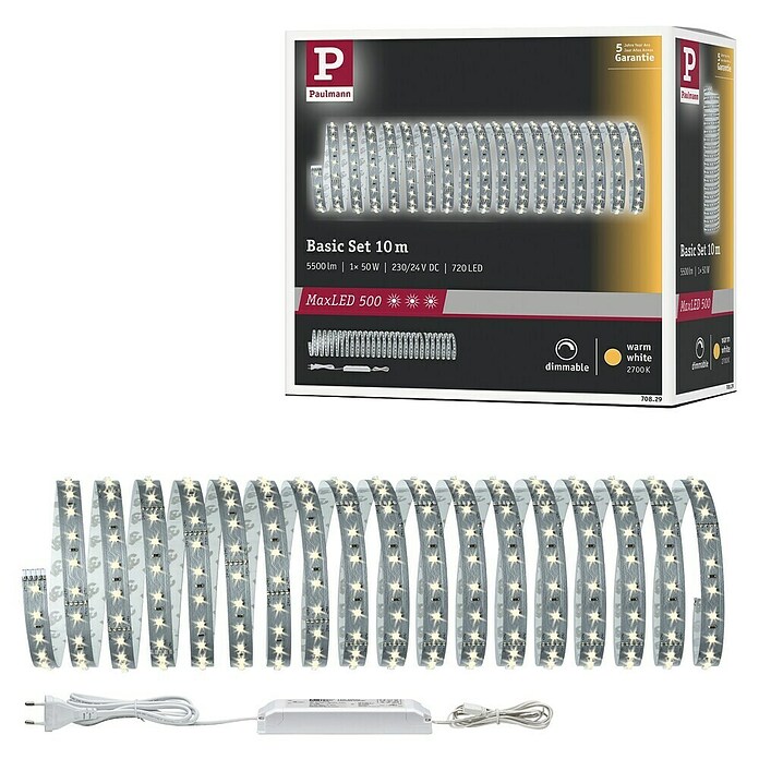 Paulmann MaxLED 500 LED traka Function  (D x V: 10 m x 3 mm, Srebrna, Topla bijela) | BAUHAUS