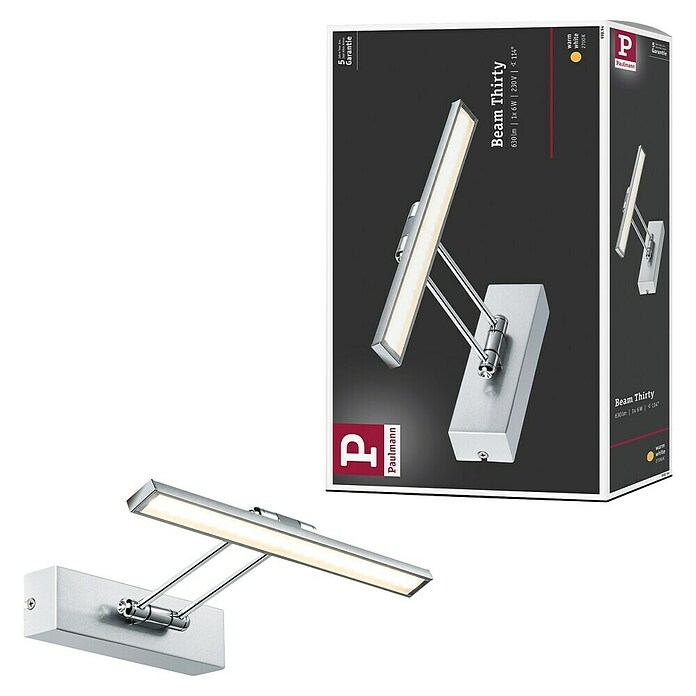 Paulmann Galeria Aplique LED para cuadros (5 W, Blanco cálido, 29 x 19 cm, Níquel cepillado)