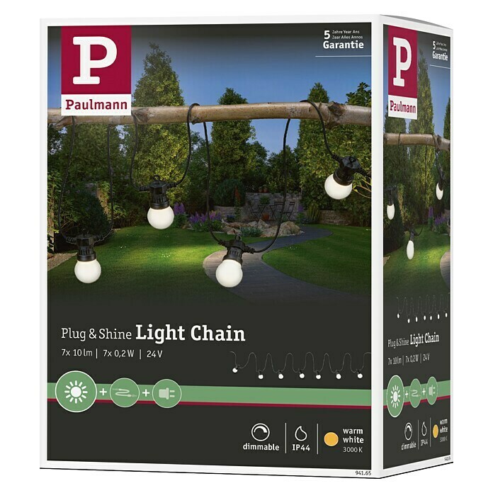 Paulmann Plug & Shine LED rasvjetni lanac (Vrt, Sa 7 žarulja, 6,8 m, IP44)