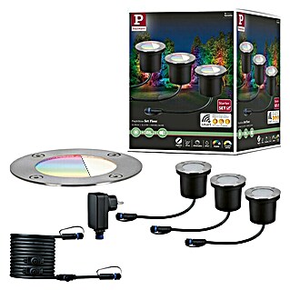 Paulmann Plug & Shine Osnovni set LED ugradbena podna svjetiljka Smart Home Zigbee (3,6 W, Srebrna, Ø x V: 9,8 x 9,2 cm, Mogućnost upravljanja s pomoću aplikacije, IP65)