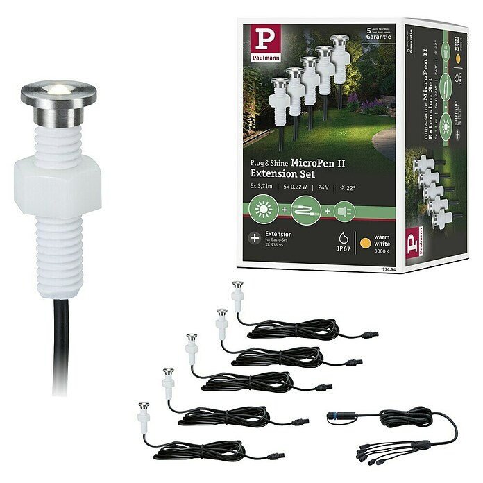 Paulmann Plug & Shine Set vrtnih LED spot svjetala (5 x 0,22 W, 24 V, IP67, Ø x V: 15 x 15 mm)