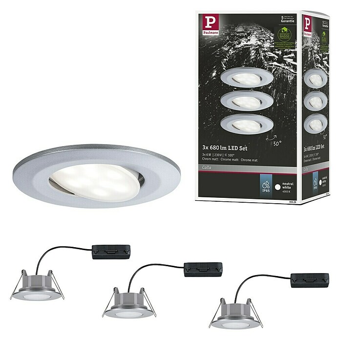 Paulmann Ugradbena LED svjetiljka Calla  (18 W, Krom, IP65, 3 Kom.) | BAUHAUS