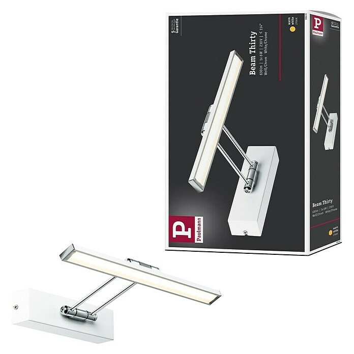 Paulmann Galeria Aplique LED para cuadros (5 W, Blanco cálido, 29 x 19 cm, Blanco)