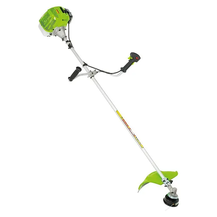 Zipper Benzin-Motorsense ZI-MOS145JAK1.450 W, Schnittbreite Faden: 43 cm - Freischneider mit grünem Motor und gebogenem Griff für komfortables Arbeiten beim Trimmen von Gras und Gestrüpp in Ihrem Garten.