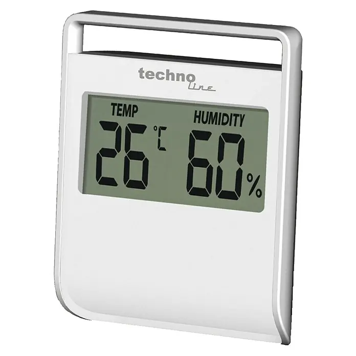 Technoline Digitales Thermo-Hygrometer WS9440 - Batteriebetrieben, Weiß, 65 x 75 x 12mm - Digitale Wetterstation von Techno Line mit Temperatur- und Feuchtigkeitsanzeige. Präzise Messwerte für ein optimales Raumklima.