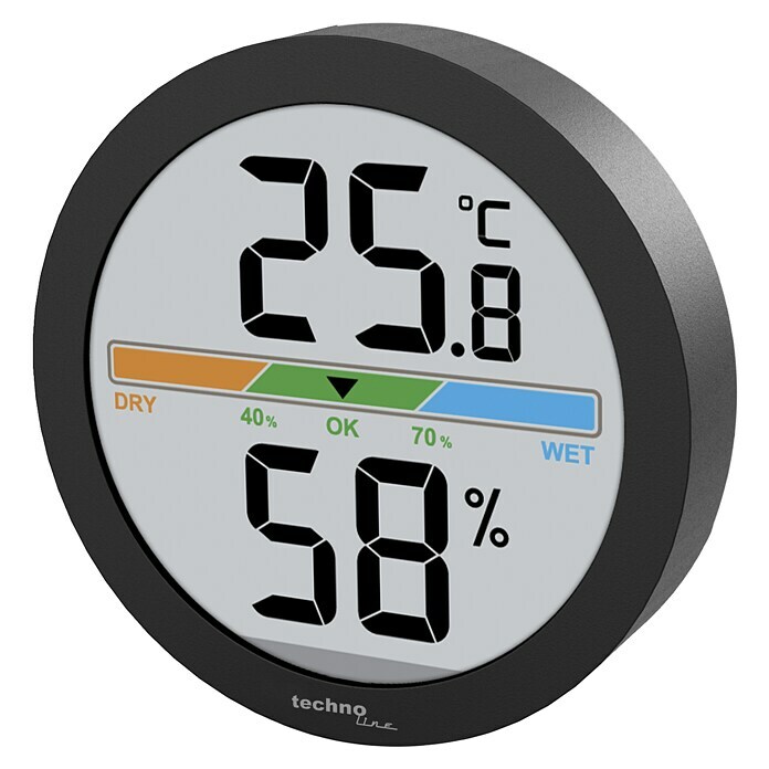 Technoline Digitales Thermo-Hygrometer WS 9418 (Batteriebetrieben, Schwarz, 60 x 15 mm) | BAUHAUS