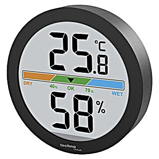 Technoline Digitales Thermo-Hygrometer WS 9418 (Batteriebetrieben, Schwarz, 60 x 15 mm)