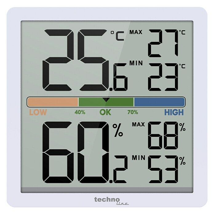 Technoline Digitales Thermo-Hygrometer WS9472 (Batteriebetrieben, Weiß, 70 x 70 x 20 mm) | BAUHAUS