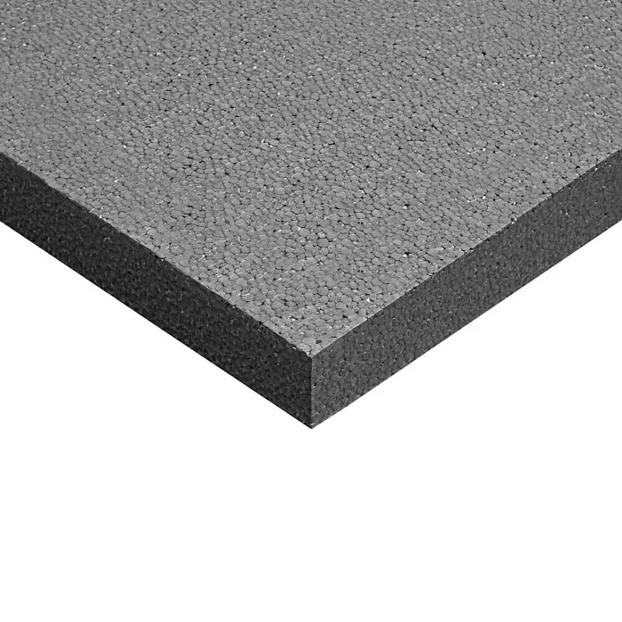 Soprema Placa de poliestireno Expandido SATE NEO65 - 260 x 60 x 6 cm, Plástico - Placa gris de poliestireno expandido rígido para construcción y aislamiento, con una textura granular densa y bordes limpios.