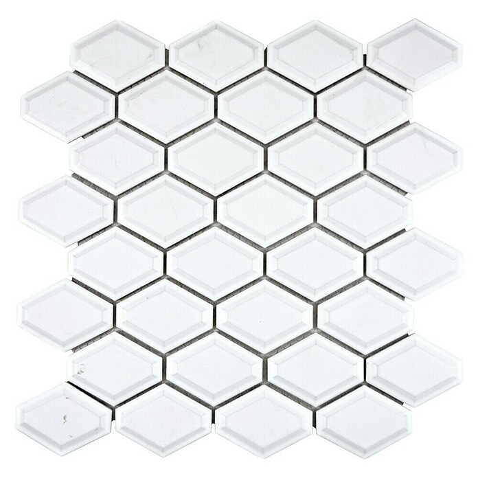 Mosaikfliese Diamant CG MD 1WG (25,2 x 26,5 cm, Weiß, Glänzend)