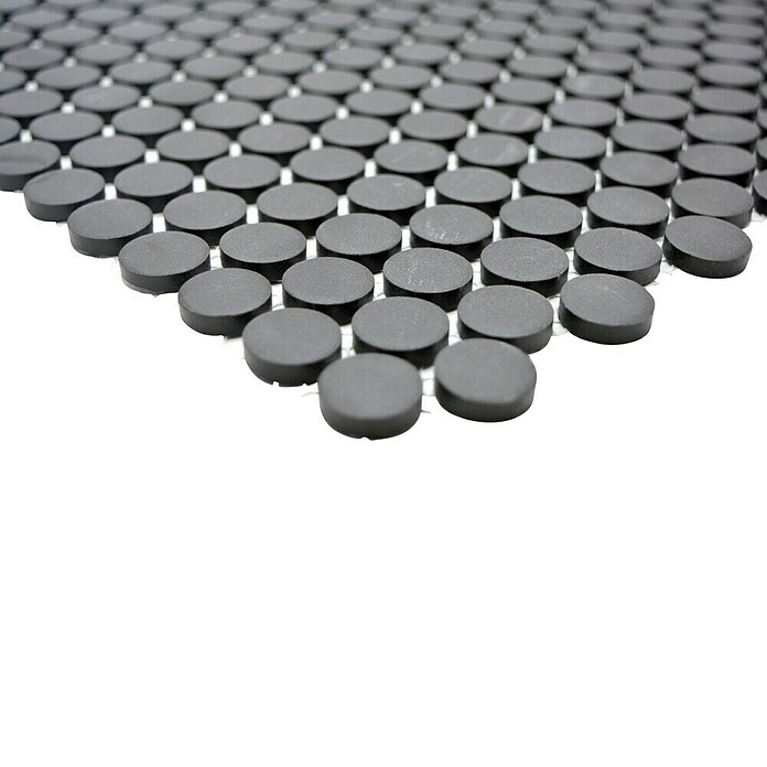 Mosaikfliese Knopf Uni CU K217 (31,5 x 29,4 cm, Schwarz, Matt)