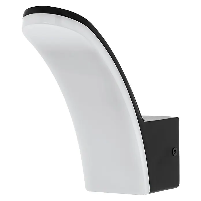 Eglo Aplique exterior LED Lanconella-E - 11,5 W, 7 x 7 x 18 cm, Negro, Blanco, IP44 - Elegante aplique LED de pared con un diseño curvo, ideal para espacios interiores y exteriores modernos. La luz proporciona una luz brillante y difusa.
