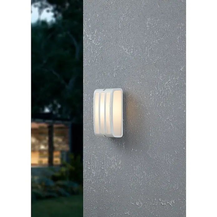 Eglo Aplique exterior Camarda - 40 W, An x Al: 22 x 11 cm, Blanco, IP54 - Aplique moderno con carcasa blanca y luz blanca cálida, perfecto para uso exterior. La luz proporciona una iluminación elegante.