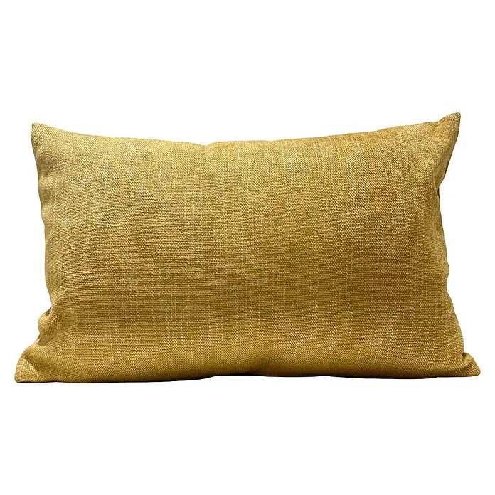 Cojín Danubio - 30 x 50 cm, Poliéster, Mostaza, Rectangular - Un cojín decorativo rectangular de color ocre amarillento con una textura tejida prominente, perfecto para acentos textiles.