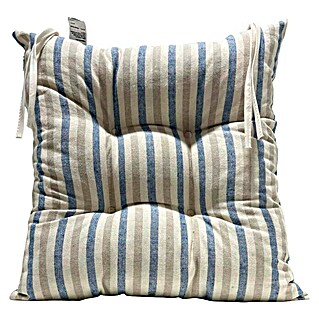 Cojín para silla Versalles Rayas (Azul/Beige, 40 x 40 cm, 100% algodón)