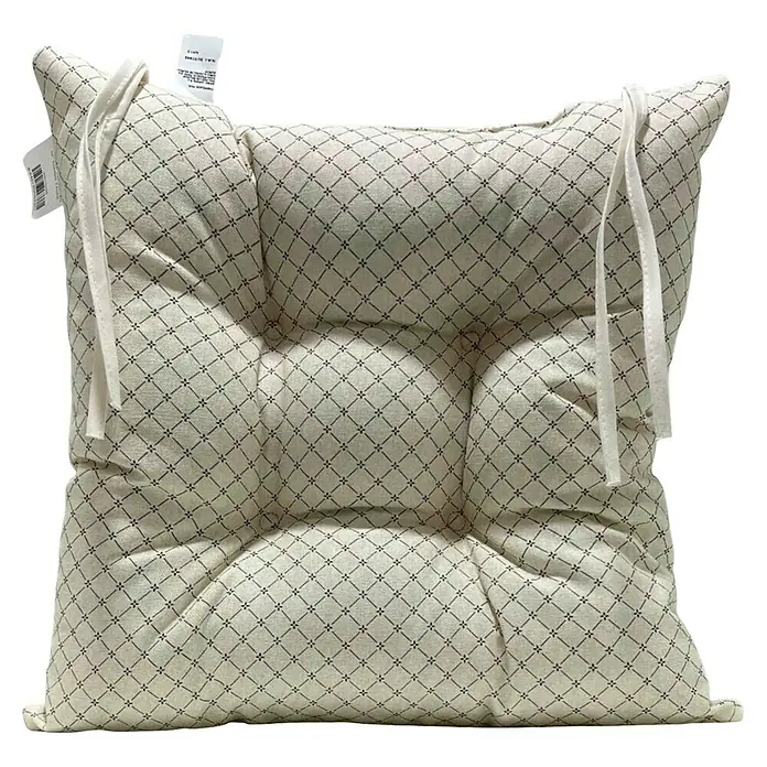 Cojín para silla Versalles Rombo - Textil, Taupé - El cojín de asiento acolchado con estampado de rombos y lazos es ideal para sillas y bancos de interior, brindando confort adicional.
