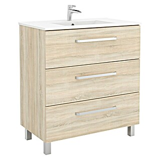 Mueble de lavabo Mythos (45 x 80 x 86,8 cm, Roble claro, Plástico, Número de cajones: 3 ud.)